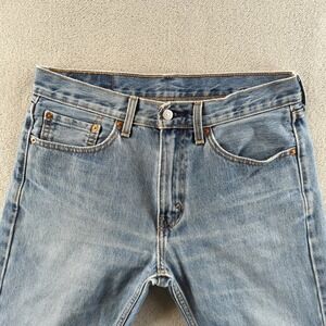 Levis Jeans Mens 32x34 Blue Faded 505 Regular Straight Denim Cotton Whiskers